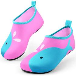 Jiamus Kinder Badeschuhe Wasserschuhe Schwimmschuhe Strandschuhe Aquaschuhe Schnell Trocknend Barfuss Schuhe für Jungen Mädchen Kleinkind Säugling Yoga Unisex Beach Pool,D,Rosa Wal(22/23 EU) von Jiamus