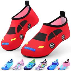 Jiamus Kinder Badeschuhe Wasserschuhe Schwimmschuhe Strandschuhe Aquaschuhe Schnell Trocknend Barfuss Schuhe für Jungen Mädchen Kleinkind Säugling Yoga Unisex Beach Pool,H,Rose Auto(32/33 EU) von Jiamus