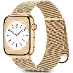 Jiamus Metall Armband Kompatibel mit Apple Watch Armband 38mm 40mm 41mm 42mm 44mm 45mm 49mm,Edelstahl Metall Mesh Armband mit Magnet mit iWatch Series 8 7 6 5 4 3 SE Ultra Damen Herren(Rosé Gold,12B) von Jiamus