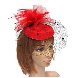 Jikoiuty Frauen-Handgemachte Haar-Klipp-Zusatz-Hochzeits-Schleier-Hut-Farbe: Rot von Jikoiuty