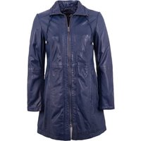 Jilani Lederjacke Echtleder Damen Ledermantel Longjacke Lammnappa blau von Jilani