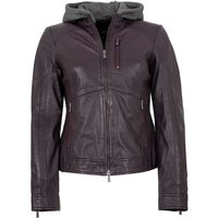 Jilani Lederjacke Francis Jilani - Damen Echtleder Lederjacke Lammnappa Kapuze dunkellila von Jilani