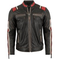 Jilani Lederjacke MD-3 Echtleder Herren Lederjacke Bikerjacke Racing Lammnappa schwarz von Jilani