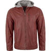 Jilani Lederjacke Raigo-5 Echtleder Herren Lederjacke Bikerjacke Kapuze Lammnappa ox red von Jilani