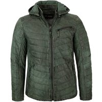 Jilani Lederjacke Simo-2 Echtleder Herren Lederjacke Steppjacke Kapuze Lammnubuk dunkelgrün von Jilani