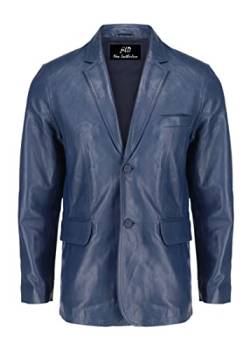 Lammfell-Lederjacke für Herren, lässiger Mantel, gekerbter Kragen, klassischer Bond-Stil, ultimativer Lederblazer für Herren, Blau 2b, 3XL von Jild