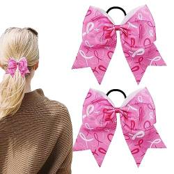Brustkrebs Haarschleife - 2 Stück rosa Haarband elastisch für Brustkrebs-Bewusstsein, Großartikel - für den Cheerleader-Girls- und Brustkrebs-Monat Jildouf von Jildouf