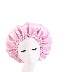 Jilibaba Schlafmütze Nachtmütze mit verstellbarer Schnalle Schlafhaube Seide Haarwickel Duschhaube Chemo Krebs Hut für Frauen Haarpflege Salon Rosa von Jilibaba