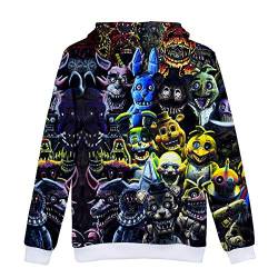 3D FNAF Five Ni-gh-ts at Fre-ddy's Hoodie Comic Print Kordelzug Pullover Sweatshirt für Kinder Mädchen Jungen Erwachsene, Typ3, M von Jilijia