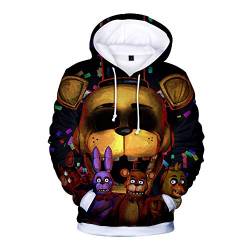 3D FNAF Five Night Game Hoodie Comic Print Kordelzug Pullover Sweartshirt Cartoon Casual Mantel Hip Hop Streetwear Cosplay Tops, Typ 2, L von Jilijia