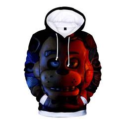 Five Nights at Freddy's Hoodies, 3D gedruckte Unisex FNAF Sweatshirts Erwachsene Pullover Herren Damen Lose Sport Streetwear Oberbekleidung Comic Print Kordelzug Jacke Outfit Gr. L von Jilijia