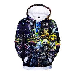 Five Nights at Freddy's Hoodies, 3D gedruckte Unisex FNAF Sweatshirts Erwachsene Pullover Herren Damen Lose Sport Streetwear Oberbekleidung Comic Print Kordelzug Jacke Outfit Gr. S von Jilijia