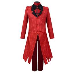 Hazbin Hotel Cosplay Alastor & Blitzo Smoking Anzug Engel Staub Spielanzug Kleid Halloween Party Kostüm für Erwachsene Männer & Frauen, Alastor-Rot, XXL von Jilijia