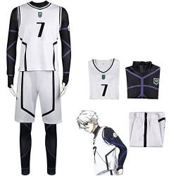 Jilijia Anime Blue Lock Fußballtrikot Cosplay Kostüm Isagi Yoichi Chigiri Hyoma Fußball Training Uniform Komplettes Set Sportbekleidung Nr. 1 Nr. 10 Nr. 15 von Jilijia