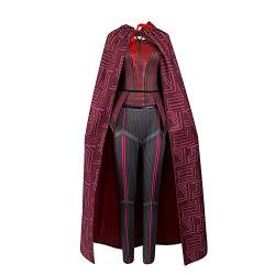 Jilijia Anime Wanda Vision Cosplay Uniform Scarlet Witch Kostüm Umhang Jacke Hoodie Enge Uniform Cape Robe Halloween Party Kleid für Frauen, Scharlachrote Hexe, L von Jilijia