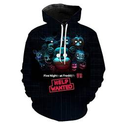 Jilijia FNAF Pullover Kapuzen-Sweatshirt Security Breach Bonnie Chica Springtrap Cartoon Hoodies für Anime-Fans Warme Geschenke, Typ 2, 130/140 cm von Jilijia