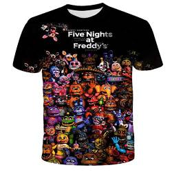 Jilijia Five Nights Game Kinder Jungen T-Shirt 3D Sommer Casual Tops FNAF Anime T-Shirt von Jilijia