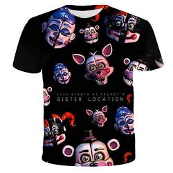 Jilijia Five Nights Game Kinder Jungen T-Shirt 3D Sommer Casual Tops FNAF Anime T-Shirt von Jilijia