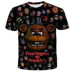 Jilijia Five Nights Game Kinder Jungen T-Shirt 3D Sommer Casual Tops FNAF Anime T-Shirt von Jilijia