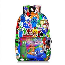 Rainbow Friends Rucksack Anime Spiel 3D Gedruckt Teens Schulrucksack Jungen Mädchen Outdoor Rucksack Reise Rucksack Karikatur Wasserdichte Tasche von Jilijia