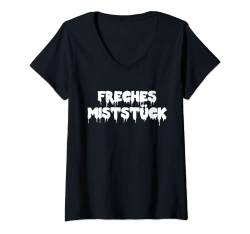 Damen Freches Miststück Gothic Dark Wave Batcave Spruch Mädchen T-Shirt mit V-Ausschnitt von Jimbeels