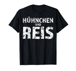 Hühnchen und Reis Muskeln Kniebeuge Bodybuilding Sprüche T-Shirt von Jimbeels