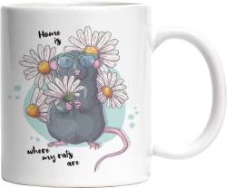 Jimbeels Home is Where My Rats Are | Süße Kaffeetasse für Besitzer von Farbratten | Lustige Tasse | Geschenk für Ratten-Halter | Witziger Spruch mit Ratte von Jimbeels