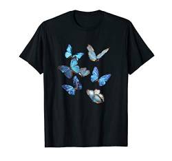 Blauer Morphofalter Schmetterlingsschwarm Naturliebhaber T-Shirt von Jimmo Designs