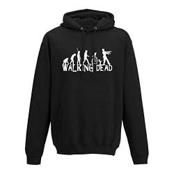 Hoodie Evolution Walking Dead TWD Zombie Rick Lori Fox 10 Farben Herren XS - 5XL Comic Adaption Serie Film Movie Apokalypse Survival, Größe:M, Farbe:schwarz - Logo Weiss von Jimmys Textilfactory