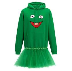 Jimmys Textilfactory Hoodie Frosch Kostüm Set + Tütü Tüllrock Karneval Sesamstraße Herren XS - 3XL Fasching Verkleidung Gruppen Rosenmontag Fastnacht, Größenauswahl:S, Setauswahl:Standard Set von Jimmys Textilfactory