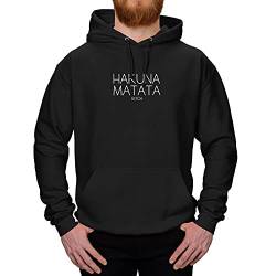 Jimmys Textilfactory Hoodie Hakuna Matata Bitch König der Löwen Timon Pumba Circle 10 Farben XS-5XL Life Elton John Afrika Hakuna Matata nutze den Tag Film, Farbe:schwarz - Logo Weiss, Größe:XL von Jimmys Textilfactory