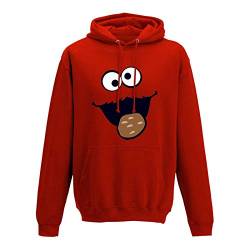 Jimmys Textilfactory Hoodie Krümelmonster Kekse Karneval Fasching Kostüm Sesamstraße Herren XS - 5XL Verkleidung Gruppen-Kostüm Rosenmontag Party Feier, Größe:2XL, Farbe:rot von Jimmys Textilfactory