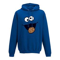 Jimmys Textilfactory Hoodie Krümelmonster Kekse Karneval Fasching Kostüm Sesamstraße Herren XS - 5XL Verkleidung Gruppen-Kostüm Rosenmontag Party Feier, Größe:3XL, Farbe:Royalblau von Jimmys Textilfactory