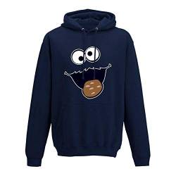 Jimmys Textilfactory Hoodie Krümelmonster Kekse Karneval Fasching Kostüm Sesamstraße Herren XS - 5XL Verkleidung Gruppen-Kostüm Rosenmontag Party Feier, Größe:M, Farbe:Navy von Jimmys Textilfactory