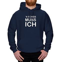 Jimmys Textilfactory Hoodie ´N Scheiß muss ich Querdenker selbstbestimmt Anders 10 Farben XS-5XL Innovation innovativ Visionär Vision originell Ansicht, Farbe:Navy - Logo Weiss, Größe:5XL von Jimmys Textilfactory