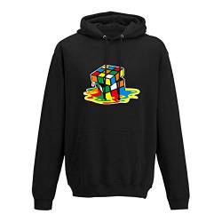 Jimmys Textilfactory Hoodie Sheldon Würfel Big Bang Theory 80er Cube Nerd 10 Farben Herren XS-5XL Rätsel Puzzle Logik Geduldspiel Retro-Shirt Vintage Style, Farbe:schwarz, Größe:XL von Jimmys Textilfactory