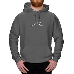 Jimmys Textilfactory Hoodie Welle Meer Wind Segeln Surfen Meeresrauschen Strand 10 Farben XS-5XL Wellenreiter Kite Beach Urlaub Baywatch Wasser See Baden, Farbe:dunkelgrau - Logo Weiss, Größe:4XL von Jimmys Textilfactory