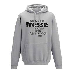 Jimmys Textilfactory Hoodie Wenn Man die Fresse Nicht halten kann Ahnung haben 10 Farben Men XS - 5XL Fun-Shirt lustige Sprüche Humor Spaß Comedy Kaberett, Größe: 3XL, Farbe: hellgrau - Logo schwarz von Jimmys Textilfactory