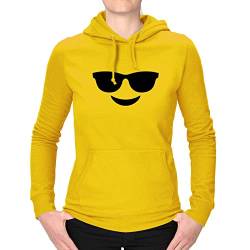 Jimmys Textilfactory Hoodie mit 1 von 36 Comic Gesichtern zur Auswahl Gruppenkostüm XS-3XL Karneval Fasching Verkleidung Emotion Funshirt Geschenk, Logo:cool Sonnenbrille, Größe: L von Jimmys Textilfactory