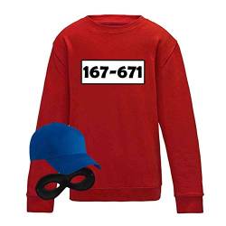 Jimmys Textilfactory Sweatshirt Panzerknacker Kids Deluxe+ Kostüm-Set Karneval Party Kinder 104-164 Fasching Party, Logo & Set:Standard-Nr./Set Klassik (167-761/Shirt+Cap+Maske), Größe:140 von Jimmys Textilfactory