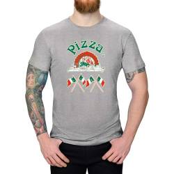 Jimmys Textilfactory T-Shirt Pizzeria Pizza-Lovers Karneval Fun-Shirt Party 13 Farben Herren XS - 5XL Fasching Verkleidung Italien Pizzabäcker lustig kreativ, Größe: L, Farbe: hellgrau von Jimmys Textilfactory
