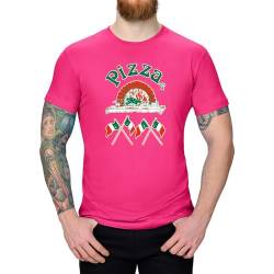 Jimmys Textilfactory T-Shirt Pizzeria Pizza-Lovers Karneval Fun-Shirt Party 13 Farben Herren XS - 5XL Fasching Verkleidung Italien Pizzabäcker lustig kreativ, Größe: L, Farbe: pink von Jimmys Textilfactory