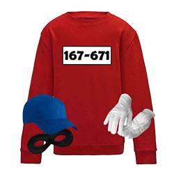Sweatshirt Panzerknacker Kids Deluxe+ Kostüm-Set Karneval Party Kinder 104-164 Fasching Party, Logo & Set:Standard-Nr./Set komplett (167-761/Shirt+Cap+Maske+Handschuhe), Größe:140 von Jimmys Textilfactory