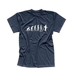 T-Shirt Evolution Feuerwehr 112 Firefighter löschen THW 13 Farben Herren XS-5XL Rettungsdienst Brandbekämpfung Löschzug Schlauchwagen, Farbe: Navy - Logo Weiss, Größe: 5XL von Jimmys Textilfactory