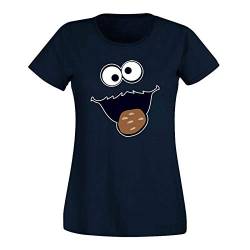 T-Shirt Krümelmonster Kekse Karneval Fasching Kostüm Sesamstraße Damen XS - 3XL Verkleidung Gruppen-Kostüm Rosenmontag Party Feier, Größe:L, Farbe:Navy von Jimmys Textilfactory