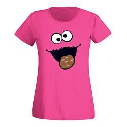 T-Shirt Krümelmonster Kekse Karneval Fasching Kostüm Sesamstraße Damen XS - 3XL Verkleidung Gruppen-Kostüm Rosenmontag Party Feier, Größe:L, Farbe:pink/Fuchsia von Jimmys Textilfactory