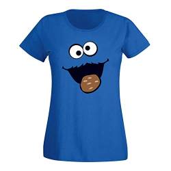 T-Shirt Krümelmonster Kekse Karneval Fasching Kostüm Sesamstraße Damen XS - 3XL Verkleidung Gruppen-Kostüm Rosenmontag Party Feier, Größe:XS, Farbe:Royalblau von Jimmys Textilfactory