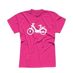 T-Shirt Mofa Herkules Simson Vespa Roller Motorroller 13 Farben Herren XS-5XL Töffli Scooter Moped Lambretta Mokick-Roller Cityflitzer, Größe:3XL, Farbe:pink - Logo Weiss von Jimmys Textilfactory