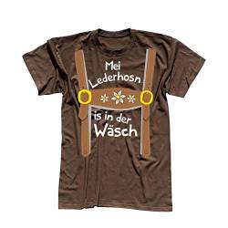 T-Shirt Oktoberfest Lederhose Kostüm Volksfest Tracht 13 Farben Herren XS-5XL München Wiesn Festzelt O'zapft Maß Krug Dirndel, Größe:5XL, Farbe:braun - Logo Weiss von Jimmys Textilfactory