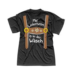 T-Shirt Oktoberfest Lederhose Kostüm Volksfest Tracht 13 Farben Herren XS-5XL München Wiesn Festzelt O'zapft Maß Krug Dirndel, Größe:L, Farbe:schwarz - Logo Weiss von Jimmys Textilfactory